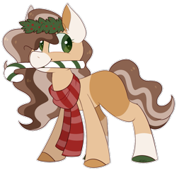 Size: 811x779 | Tagged: safe, artist:jetjetj, derpibooru import, part of a set, oc, oc:jolly, pony, candy, candy cane, clothes, commission, female, food, mare, mouth hold, scarf, simple background, solo, transparent background, ych result