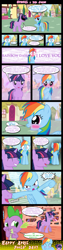 Size: 1229x4878 | Tagged: safe, artist:bigsnusnu, derpibooru import, dusk shine, rainbow dash, spike, twilight sparkle, dragon, pegasus, pony, comic:dusk shine in pursuit of happiness, abuse, angry, april fools, black eye, blushing, book, crying, half r63 shipping, laughing, love confession, rule 63, shipping, tears of anger, tears of rage