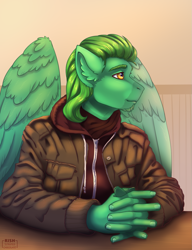 Size: 969x1263 | Tagged: safe, artist:striped-chocolate, derpibooru import, oc, anthro, pegasus, bust, male, males only, portrait, solo