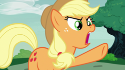 Size: 1920x1080 | Tagged: safe, derpibooru import, screencap, applejack, earth pony, pony, honest apple, female, mare, solo