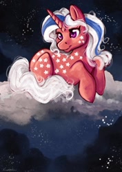 Size: 1280x1812 | Tagged: safe, artist:reaperfox, derpibooru import, milky way (g1), pony, g1, cloud, female, mare, solo, space