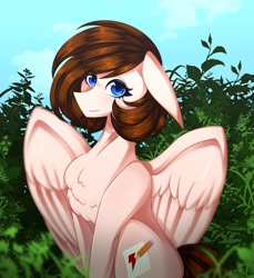 Size: 5500x6000 | Tagged: safe, artist:rainii.deiiz, derpibooru import, oc, oc:breanna, pegasus, pony, absurd resolution, dtiys, female, grass, mare, ponysona, smiling, solo