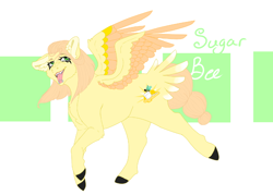 Size: 1042x745 | Tagged: safe, artist:minikitty101, derpibooru import, oc, oc only, oc:sugar bee, pegasus, pony, female, magical gay spawn, mare, offspring, parent:big macintosh, parent:zephyr breeze, parents:zephyrmac, solo, tail feathers