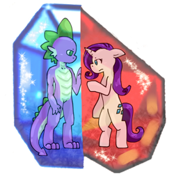 Size: 768x768 | Tagged: safe, artist:graygrayblue, derpibooru import, rarity, spike, dragon, pony, unicorn, female, gem, male, mare, shipping, simple background, sparity, straight, transparent background