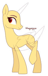 Size: 1610x2515 | Tagged: safe, artist:teepew, derpibooru import, oc, oc only, alicorn, pony, alicorn oc, bald, base, horn, looking back, signature, simple background, smiling, solo, transparent background, wings