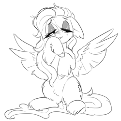 Size: 3400x3400 | Tagged: safe, artist:h0rsefeathers, derpibooru import, fluttershy, pegasus, pony, blushing, cute, female, fluffy, mare, shyabetes, sketch, solo