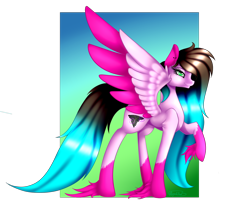 Size: 1600x1300 | Tagged: safe, artist:minelvi, derpibooru import, oc, oc only, pegasus, pony, coat markings, female, hoof fluff, mare, pegasus oc, raised hoof, simple background, socks (coat marking), solo, transparent background, two toned wings, wings