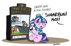 Size: 1024x667 | Tagged: safe, artist:bobthedalek, derpibooru import, applejack, chancellor puddinghead, clover the clever, commander hurricane, fluttershy, pinkie pie, princess platinum, private pansy, rainbow dash, rarity, smart cookie, starlight glimmer, twilight sparkle, earth pony, pegasus, pony, unicorn, hearth's warming eve (episode), bucktooth, clothes, cute, female, figure, filly, filly starlight glimmer, glimmerbetes, hat, implied firelight, mane six, mare, scarf, solo, younger