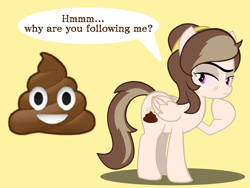 Size: 4000x3000 | Tagged: safe, artist:cloperella, oc, oc:cloperella, pegasus, pony, angry, bags under eyes, dialogue, female, frown, mare, pegasus oc, sitting, solo, two toned mane, unibrow, vector, 💩