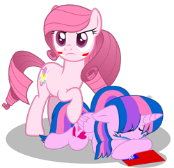 Size: 2203x2124 | Tagged: safe, derpibooru import, oc, oc:annisa trihapsari, oc:hsu amity, alicorn, earth pony, pony, crying, duo, eyes closed, heart, indonesia, simple background, taiwan, transparent background, unamused