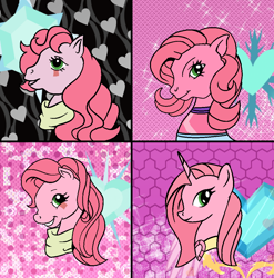 Size: 988x1000 | Tagged: safe, derpibooru import, earth pony, pony, unicorn, g1, g2, g3, g4, my little pony 'n friends, 2000s, aelita schaeffer, code lyoko, crossover, cutie mark, female, grin, heart, mare, medibang paint, not flurry heart, smiling, solo