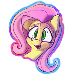 Size: 3000x3000 | Tagged: safe, artist:packy paca, derpibooru import, fluttershy, pegasus, pony, bust, looking at you, simple background, smiling, solo, transparent background