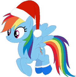 Size: 413x416 | Tagged: safe, artist:selenaede, artist:user15432, derpibooru import, rainbow dash, pegasus, pony, base used, blue socks, christmas, christmas outfit, clothes, hat, holiday, red hat, santa hat, socks