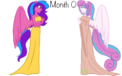 Size: 4000x2500 | Tagged: safe, artist:chelseawest, derpibooru import, princess flurry heart, oc, oc:melody aurora, human, equestria girls, adult, animated, bedroom eyes, belly, belly button, clothes, cousins, dress, duo, duo female, eyes closed, female, gif, grin, hand on belly, happy, hyper, hyper belly, hyper pregnancy, impossibly large belly, kicking, laughing, looking at each other, multiple pregnancy, offspring, older, older flurry heart, outie belly button, parent:flash sentry, parent:twilight sparkle, parents:flashlight, ponied up, post pregnancy, pregnant, progression, puffy cheeks, sigh, simple background, smiling, stretchmarks, thumbs up, tired, transparent background, victory sign, waving, wrinkles
