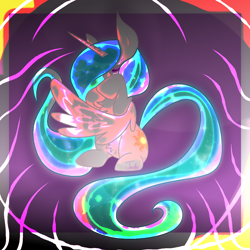 Size: 1000x1000 | Tagged: safe, alternate version, artist:junko, derpibooru import, princess celestia, alicorn, pony, art, chest fluff, digital art, ethereal mane, female, flowing mane, glow, hiding behind wing, hiding face, mare, missing accessory, signature, solo, wings