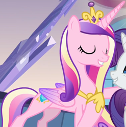 Size: 1192x1207 | Tagged: safe, derpibooru import, screencap, princess cadance, rarity, alicorn, pony, unicorn, games ponies play, cropped, crystal, eyes closed, female, hug, mare, solo focus