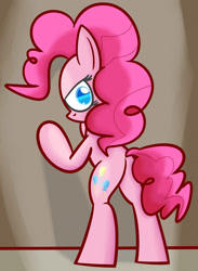 Size: 1241x1695 | Tagged: safe, artist:mr-degration, derpibooru import, pinkie pie, earth pony, pony, bipedal, bipedal leaning, butt, female, leaning, plot, solo