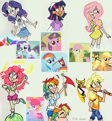 Size: 2472x2662 | Tagged: safe, artist:citi, derpibooru import, screencap, applejack, fluttershy, pinkie pie, rainbow blaze, rainbow dash, rarity, twilight sparkle, human, pony, unicorn, call of the cutie, pinkie pride, female, filly, filly applejack, filly fluttershy, filly pinkie pie, filly rainbow dash, filly rarity, filly twilight sparkle, humanized, mane six, scene interpretation, screencap reference, younger