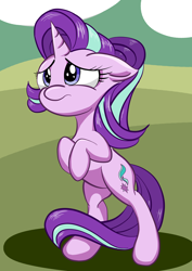 Size: 3508x4960 | Tagged: safe, artist:itchystomach, derpibooru import, starlight glimmer, pony, unicorn, concerned, cute, digital art, floppy ears, glimmerbetes, simple background, solo