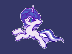 Size: 1200x900 | Tagged: safe, artist:lollipony, derpibooru import, oc, oc only, pony, unicorn, blue background, commission, female, looking at you, mare, side view, simple background, smiling, solo, white outline