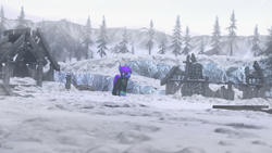 Size: 3840x2160 | Tagged: safe, artist:chacek757, derpibooru import, oc, pony, unicorn, 3d, snow, solo, source filmmaker