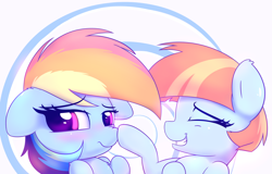 Size: 3600x2300 | Tagged: safe, artist:heavymetalbronyyeah, rainbow dash, windy whistles, pegasus, pony, blushing, boop, bust, chest fluff, cute, dashabetes, ear fluff, eyes closed, female, floppy ears, happy, high res, like mother like daughter, looking at you, mother and child, mother and daughter, motherly love, mothers gonna mother, parent and child, portrait, shoulder fluff, smiling, windybetes