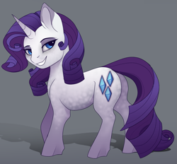 Size: 1279x1188 | Tagged: safe, artist:evehly, rarity, pony, unicorn, alternate design, coat markings, cropped, cute, dappled, eyeshadow, female, gradient background, horn, lidded eyes, looking at you, makeup, mare, smiling, solo