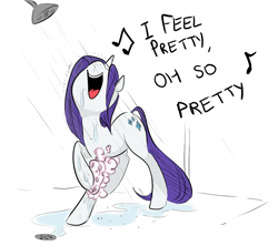 Size: 900x800 | Tagged: safe, artist:glacierclear, color edit, edit, rarity, pony, unicorn, /mlp/, colored, female, i feel pretty, mare, shower, singing, solo, west side story, wet, wet mane, wet mane rarity