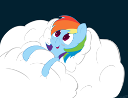 Size: 6500x5000 | Tagged: safe, artist:browwning, rainbow dash, pegasus, pony, absurd resolution, bed, cloud, cloud bed, cute, sky, sleeping, solo