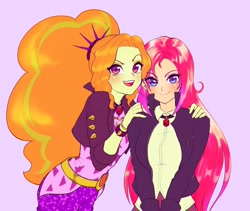 Size: 2048x1732 | Tagged: safe, artist:rileyav, adagio dazzle, oc, oc:galatea, equestria girls, adoragio, anime, blushing, commission, cute, female, hands on shoulder, large voluminous hair, mother and child, mother and daughter, parent and child, parent:adagio dazzle, simple background