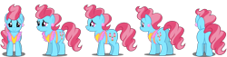 Size: 1444x364 | Tagged: safe, artist:rabidpepper, cup cake, earth pony, pony, female, mare, simple background, solo, turnaround, vector