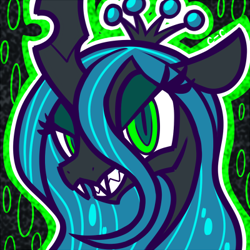 Size: 400x400 | Tagged: safe, artist:crayon-chewer, queen chrysalis, changeling, changeling queen, female, lowres