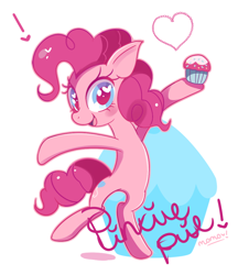 Size: 700x810 | Tagged: safe, artist:ipun, pinkie pie, earth pony, pony, cupcake, heart eyes, simple background, white background