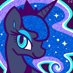 Size: 375x375 | Tagged: safe, artist:crayon-chewer, princess luna, alicorn, pony, bust, female, looking at you, mare, portrait, profile, solo