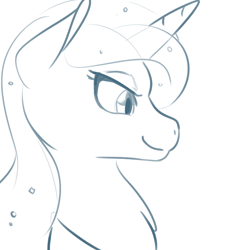 Size: 700x700 | Tagged: safe, artist:goat train, princess luna, alicorn, pony, lineart, monochrome, portrait, solo