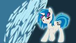 Size: 1920x1080 | Tagged: safe, artist:dawnfire, artist:shelmo69, dj pon-3, vinyl scratch, pony, unicorn, female, glasses, mare, pose, red eyes, solo, vector, wallpaper