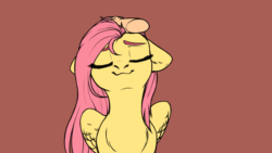 Size: 1280x720 | Tagged: safe, artist:nika-rain, fluttershy, human, pegasus, pony, affection, animated, bust, cute, daaaaaaaaaaaw, disembodied hand, eyes closed, female, frame by frame, gif, hand, hnnng, human on pony petting, mare, misleading thumbnail, offscreen character, one eye closed, petting, portrait, shyabetes, simple background, smiling, weapons-grade cute