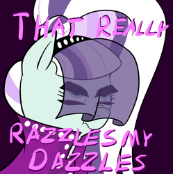 Size: 2619x2625 | Tagged: safe, artist:neighday, coloratura, the mane attraction, angry, countess coloratura, frown, glare, jimmies, meme, nose wrinkle, rustled my jimmies, scrunchy face, solo