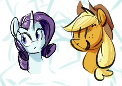 Size: 769x545 | Tagged: safe, artist:goat train, applejack, rarity, earth pony, pony, unicorn, duo, female