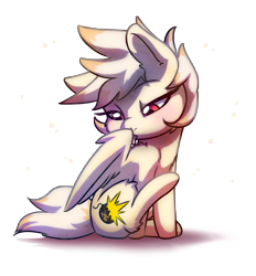 Size: 3893x4200 | Tagged: safe, artist:captainpudgemuffin, artist:dawnfire, oc, oc only, oc:sam, pegasus, pony, collaboration, :p, cute, fluffy, licking, ocbetes, preening, raised leg, sitting, solo, tongue out