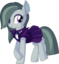 Size: 6397x6893 | Tagged: safe, artist:cyanlightning, marble pie, earth pony, pony, .svg available, absurd resolution, blushing, clothes, cute, ear fluff, ear piercing, earring, female, jewelry, mare, piercing, punk, simple background, smiling, solo, transparent background, vector