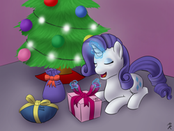 Size: 1280x960 | Tagged: safe, artist:mkogwheel, rarity, pony, unicorn, christmas, christmas lights, christmas tree, it's a pony kind of christmas, solo, tree