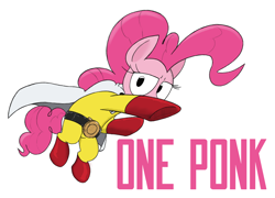 Size: 1442x1038 | Tagged: safe, artist:hattsy, artist:trickydick, pinkie pie, earth pony, pony, crossover, one ponk, one punch man, parody, ponk, saitama, solo, xk-class end-of-the-world scenario