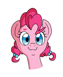 Size: 656x800 | Tagged: safe, artist:hattsy, artist:trickydick, pinkie pie, earth pony, pony, :3, alternate hairstyle, cute, eyebrows, looking at you, pigtails, portrait, smiling, solo