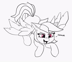 Size: 3464x2993 | Tagged: safe, artist:pabbley, evil pie hater dash, rainbow dash, pegasus, pony, secrets and pies, adorapiehater, cute, daaaaaaaaaaaw, dashabetes, evil grin, fangs, female, giggling, grin, hnnng, imminent snuggles, laughing, mare, monochrome, neo noir, open mouth, pabbley is trying to murder us, partial color, smiling, solo, spread wings, wings