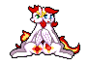 Size: 182x132 | Tagged: safe, artist:grispinne, oc, oc only, oc:lotus heat, oc:petal spark, desktop ponies, pixel art, simple background, solo, transparent background