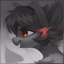 Size: 3000x3000 | Tagged: safe, artist:lispp, artist:share dast, oc, oc:lispp, pony, bust, fangs, glowing eyes, grin, icon, limited palette, red eyes, smiling