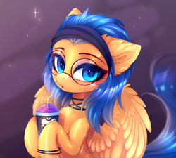 Size: 4444x4001 | Tagged: safe, artist:magnaluna, oc, oc only, oc:abacus, pegasus, pony, chest fluff, female, glasses, looking at you, mare, solo, ych result