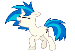 Size: 2500x1875 | Tagged: safe, artist:wingedwolf94, dj pon-3, vinyl scratch, pony, unicorn, animated, cute, dancing, eyes closed, female, floppy ears, headbang, mare, open mouth, show accurate, simple background, solo, transparent background, vinylbetes