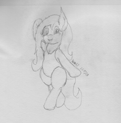 Size: 2712x2759 | Tagged: safe, artist:wapamario63, fluttershy, pegasus, pony, bipedal, clothes, cute, female, mare, missing cutie mark, monochrome, one-piece swimsuit, solo, swimsuit, traditional art